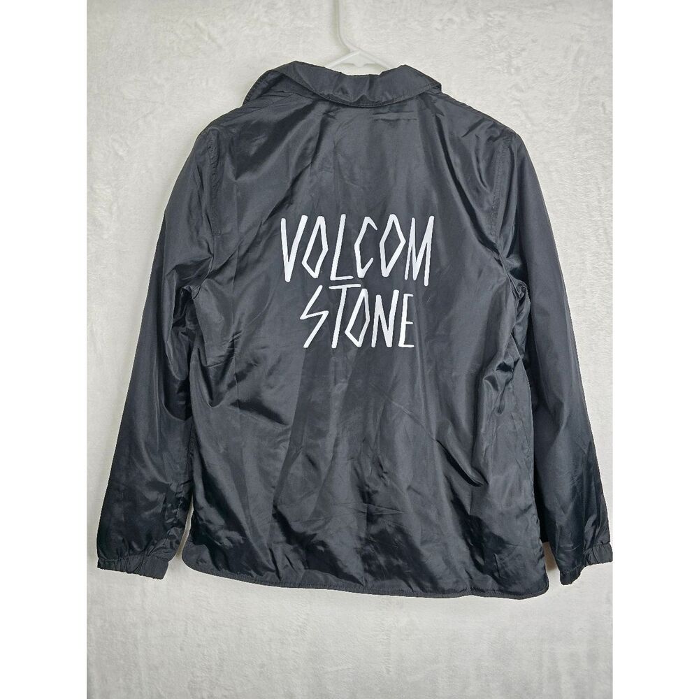 Volcom Stone Brewster Coach Jacket Black Snap Front Windbreaker Women’s M 12 - Picture 7 of 9